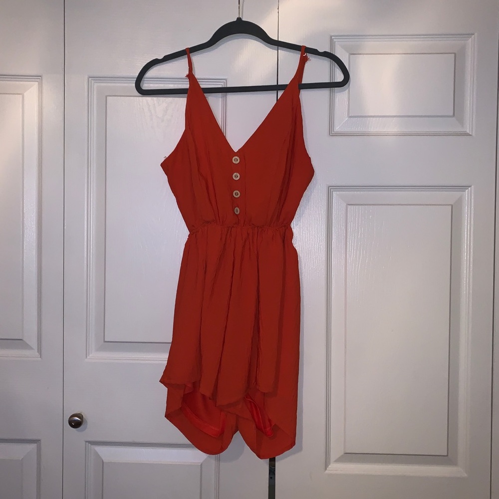 Orange backless romper